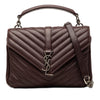 Saint Laurent Medium Quilted Chevron Sheepskin College Satchel Secondhand