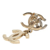 Chanel Gold Plated Strass and Faux Pearl Double CC Drop Push Back Earrings Secondhand
