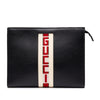 Gucci Calfskin Logo Stripe New Web Clutch Secondhand