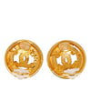 Chanel CC Gold Plated Round Clip On Earrings Secondhand