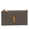Saint Laurent Grain De Poudre Chevron Monogram Fragments Zippered Card Case Secondhand