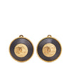 Chanel Gold Plated and Enamel CC Round Button Clip On Earrings Secondhand