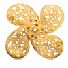 Chanel Gold Plated CC Fretwork Clover Brooch Secondhand