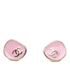 Chanel CC Gold Plated Enamel Push Back Earrings Secondhand