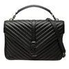 Saint Laurent Large Chevron Sheepskin Monogram College Satchel Secondhand