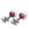 Chanel Brass and Enamel Lady Bug CC Drop Bullet Backs Earrings Secondhand