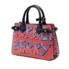 Burberry Small Graffiti Print Grainy Calfskin Banner Satchel Secondhand