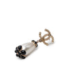 Chanel CC Gold Plated Strass Scalloped Faux Pearl Enamel Flower Dangling Bullet Back Earrings Secondhand