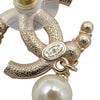 Secondhand Chanel Gold Plated CC Crystal and Faux Pearl Drop Push Back Earrings