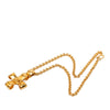 Chanel CC Gold Plated Ribbon Cross Pendant Necklace Secondhand