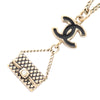 Chanel CC Gold Plated Enamel Flap Bag Pendant Necklace Secondhand
