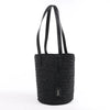 Saint Laurent Paris Panier Small Raffia x Leather Shoulder Bag in Black 693240 Secondhand