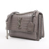 Saint Laurent Paris Sunset Medium Mock Croc Shoulder Bag in Gray 442906 Secondhand
