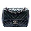 Chanel Mini Square Classic Chevron Patent Single Flap Secondhand