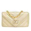 Secondhand Chanel Small Chevron Metallic Lambskin V Stitch Bijoux Flap