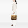 Secondhand Fendi Straw Pecan Striped Beach Tote