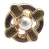 Chanel Gold Plated Enamel Maltese Cross and Faux Pearl Push Back Earrings Secondhand