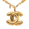 Chanel CC Gold Plated Quilted Pendant Necklace Secondhand