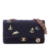 Chanel Paris Hamburg Medium Classic Jersey Coco Sailor Charms Double Flap Secondhand