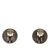 Chanel CC Brass Enamel Button Clip on Earrings Secondhand
