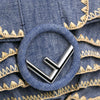 Secondhand Fendi Embroidered Denim F is Fendi Kan I Baguette