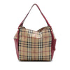 Burberry Small Leather Trimmed Haymarket Check Coated Canvas Canterbury Tote Secondhand