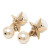 Chanel CC Gold Plated Faux Pearl Star Drop Push Back Earrings Secondhand