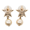 Chanel CC Gold Plated Faux Pearl Star Drop Push Back Earrings Secondhand