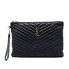 Saint Laurent Chevron Calfskin Monogram Zip A4 Pouch Secondhand