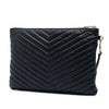 Saint Laurent Chevron Calfskin Monogram Zip A4 Pouch Secondhand