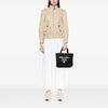Prada Small Raffia Effect Crochet Embroidered Logo Tote Secondhand