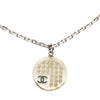 Chanel CC Silver Plated Resin Rhinestone Pendant Necklace Secondhand