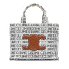 Celine Small All Over Logo Print Canvas Cuir Triomphe Cabas Thais Satchel Secondhand