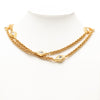 Chanel Gold Plated Diamond Strass Station Chain Long Necklace Secondhand