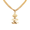 Chanel CC Gold Plated Double Chain Clover Pendant Necklace Secondhand