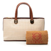 LOEWE Croc Embossed Leather Trimmed Mesh Anagram Satchel Secondhand