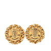 Chanel CC Gold Plated Wheat Medallion Clip On Earrings Secondhand