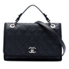 Chanel CC Bicolor Quilted Caviar and Grosgrain Top Handle Flap Secondhand