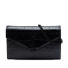 Saint Laurent Croc Embossed Leather Monogram Monochrome Envelope Chain Wallet Secondhand