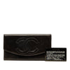 Chanel CC Lambskin Stitched Double Flap Long Wallet Secondhand