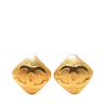 Chanel CC Gold Plated Rhombus Clip On Earrings Secondhand