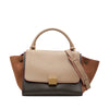 Celine Small Tricolor Calfskin and Nubuck Trapeze Satchel Secondhand