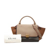 Celine Small Tricolor Calfskin and Nubuck Trapeze Satchel Secondhand