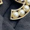 Chanel Gold Plated Faux Pearls and Crystals CC Pendant Necklace Secondhand