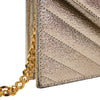 Saint Laurent Metallic Crackled Chevron Calfskin Monogram Envelope Chain Wallet Secondhand