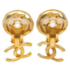 Chanel CC Gold Plated Faux Pearl Drop Clip On Earrings Secondhand