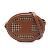 Celine Small Houndstooth Canvas and Calfskin Cuir Triomphe Oval Crossbody Secondhand