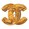 Chanel Gold Plated CC Quilted Brooch Secondhand