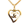 Chanel CC Gold Plated Heart Pendant Necklace Secondhand