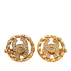 Chanel CC Gold Plated Strass Round Rope Clip On Earrings Secondhand